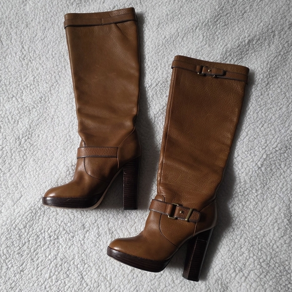 Coach Leighton leather knee high boots with buckle detail - Picture 2 of 8